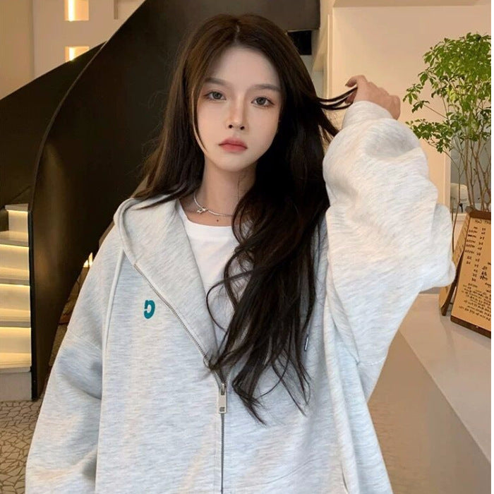 Women's Large Fish Scale Embroidered Letter Wrap Chain Sweatshirt