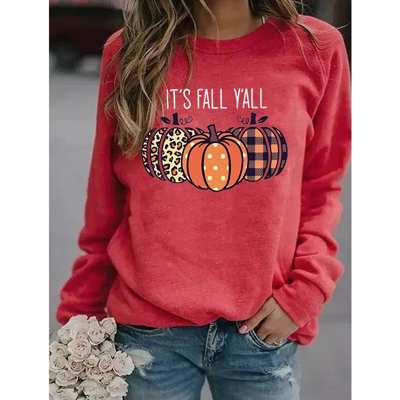 Women's Halloween Pumpkin Print Pullover Sweater