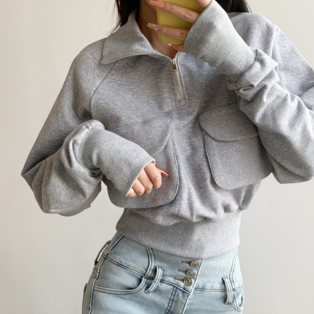 Casual Half-Zip Stand Collar Pullover Sweater Jacket