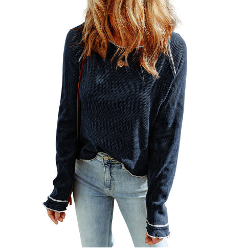 Women's Solid Color Autumn Casual Long Sleeve Bottoming Shirt