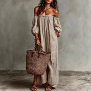 Spring & Summer Women's Striped Off Shoulder Maxi Dress