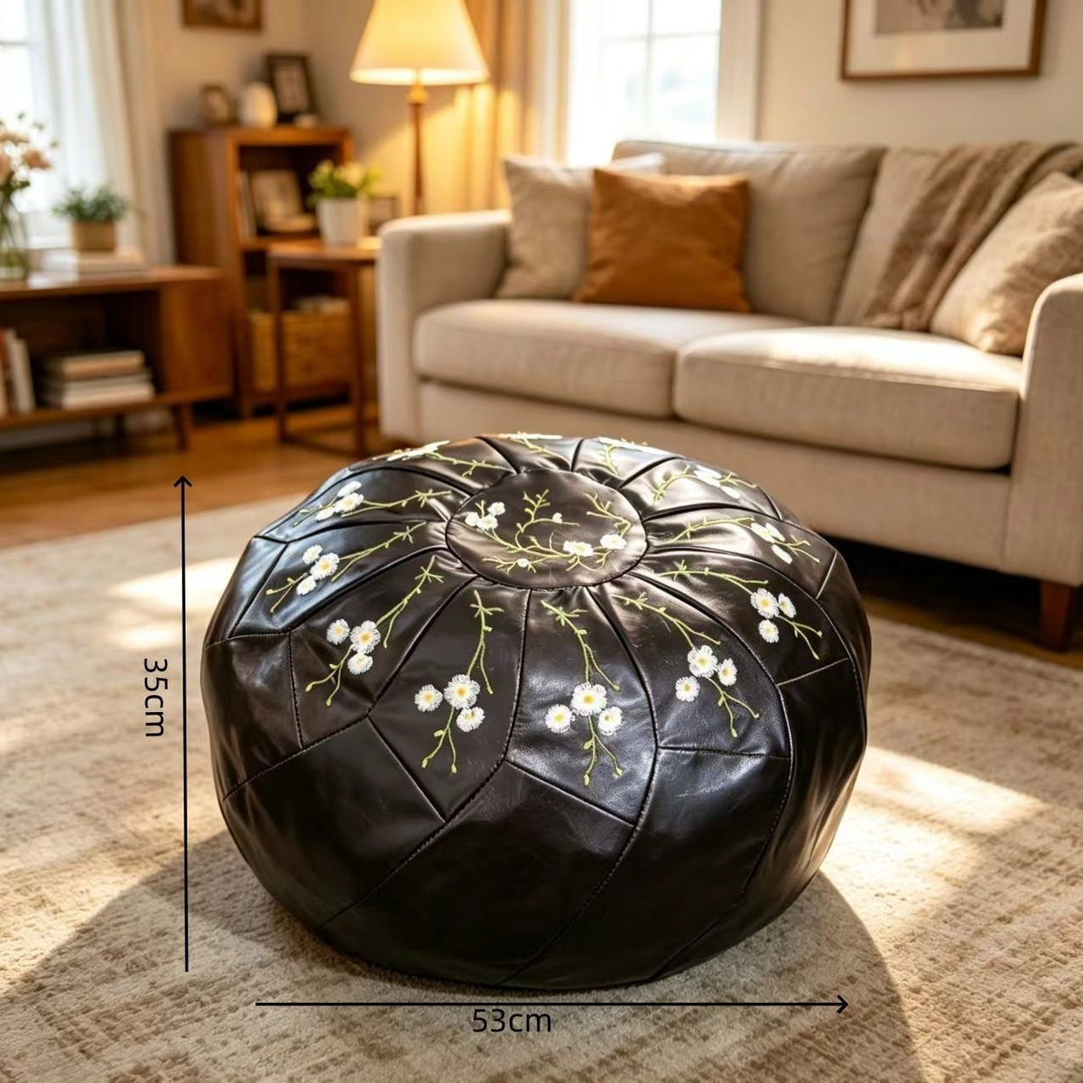 Large-capacity Old-clothing-filled Leather Stool