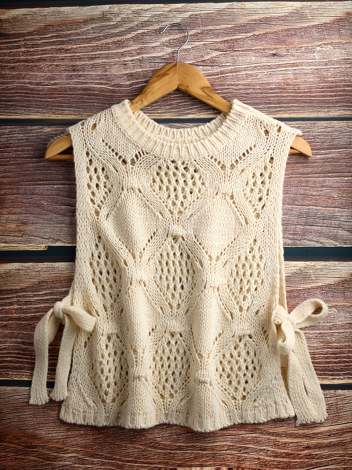 Hollowed-out Vintage Knit Vest Sweater