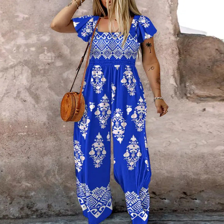 Women's Printed Wide-Leg Jumpsuit