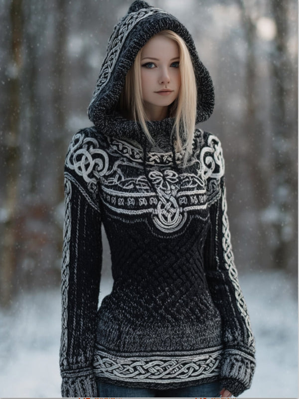 Hooded Long-sleeve Sweater for Fallwinter Womens Wear