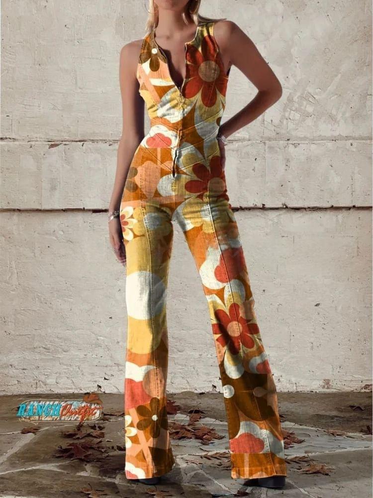 Chic Printed Off-Shoulder Sleeveless Jumpsuit