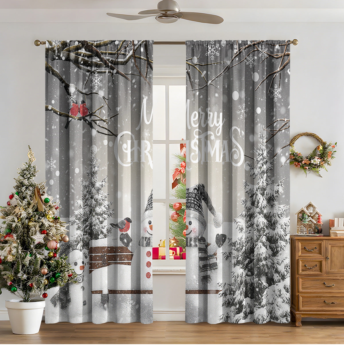 3d Digital Printed Christmas Curtains