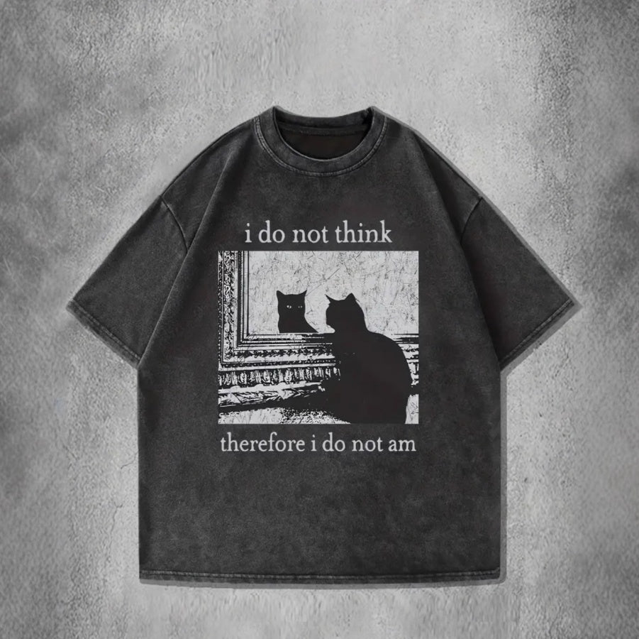 Retro Washed Black 3D Distressed Short‑Sleeve T‑Shirt – Loose Fit