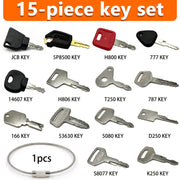 15‑Piece Construction Machinery Replacement Ignition Key Set – Compatible with Loaders, Tractors, Dump Trucks, Excavators and Bulldozers