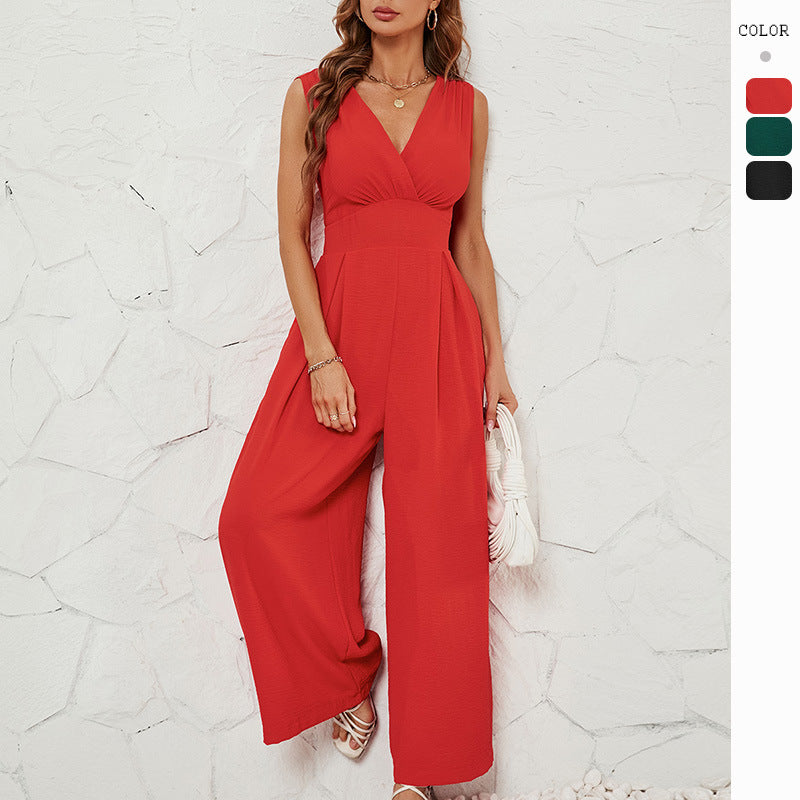 Sleeveless Stylish Waist-cinching Jumpsuit For Women