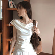 Slimming Off‑Shoulder T‑Shirt with Shirred Detail – Flatter Your Figure