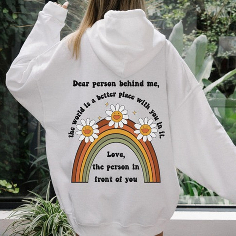 Rainbow Sunflower Drop-Shoulder Hoodie