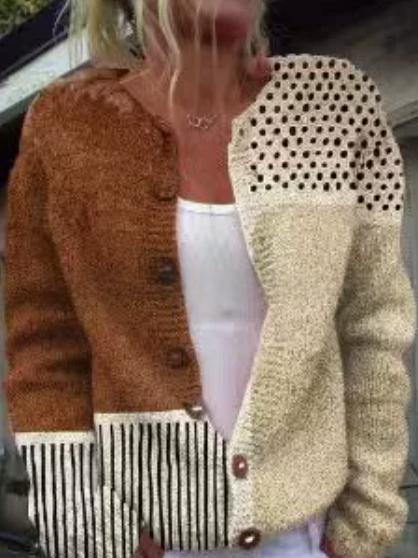Geometric 3D Print Casual Cardigan Sweater