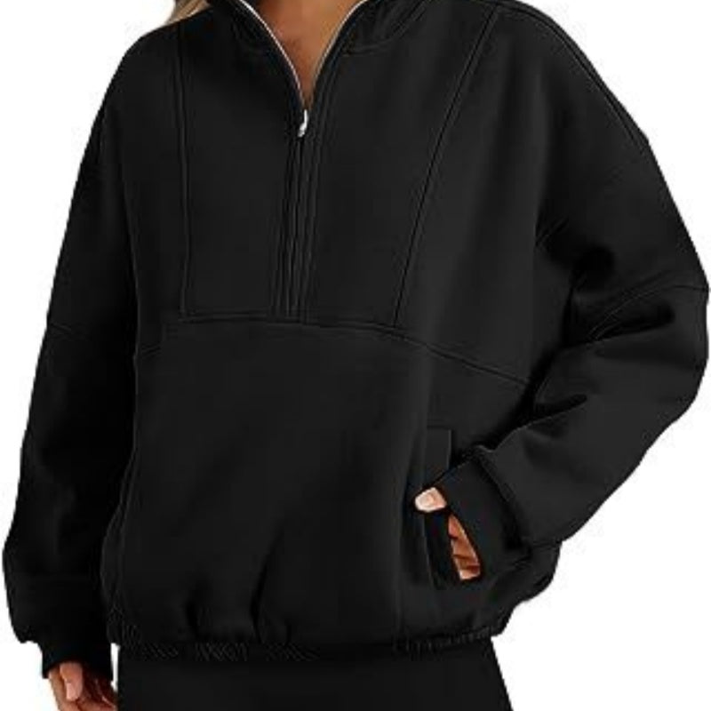 Women's Casual Zip Pocket Sports Sweater
