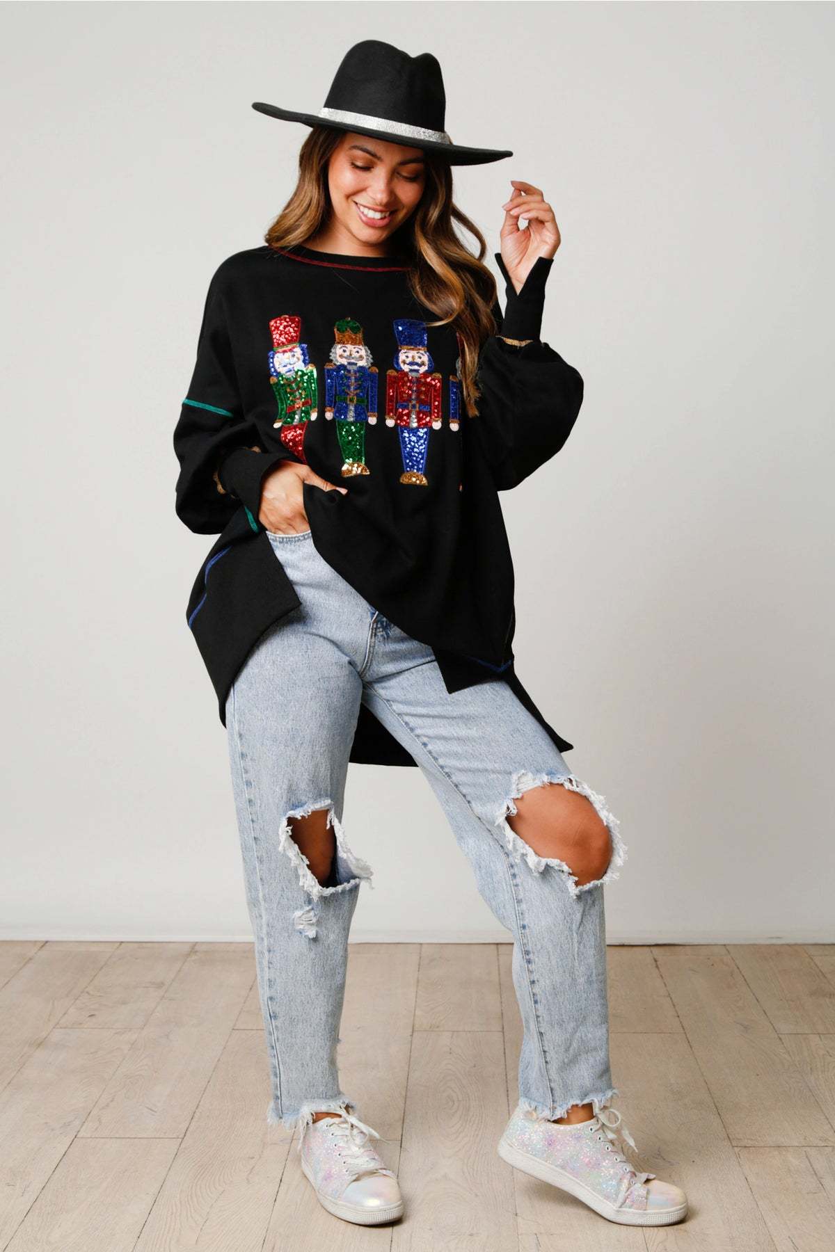 Christmas Sweet Sequins Thickened All-matching Top