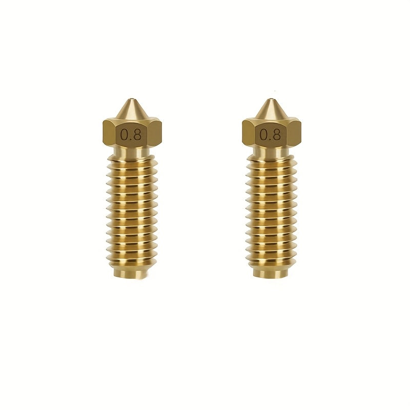 0.4mm, 0.6mm, and 0.8mm Yellow Brass Volcano Nozzles for 3D Printers (2-Pack)