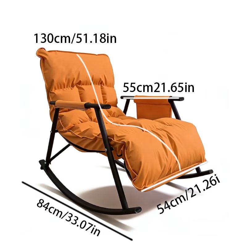 [Leisure Outdoor Lounger] Elegant Ottoman Chair, a Leisure Outdoor Lounger Paired with a Sturdy Courtyard Rocking Chair. The Single-person Leisure Lounger Features an Exquisite Design, with a Simple yet Sophisticated Orange and Black Color Scheme. The Thi