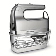 Silver Hand Mixer, 450W Handheld Mixer With Storage Case 5-Speed Plus Turbo Hand Mixer Electric With 5 Stainless Steel Attachments(2 Beaters, 2 Dough Hooks And 1 Whisk)