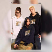 Retro Ethnic Woven Patch Loose Hooded Sweater