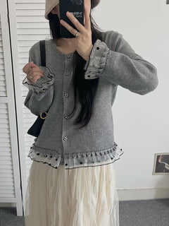 Lace Knitted Cardigan Casual Women's Sweater
