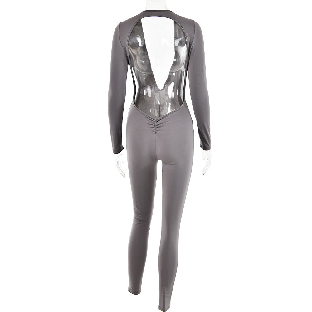Women's Deep V-neck Long-sleeved Leggings