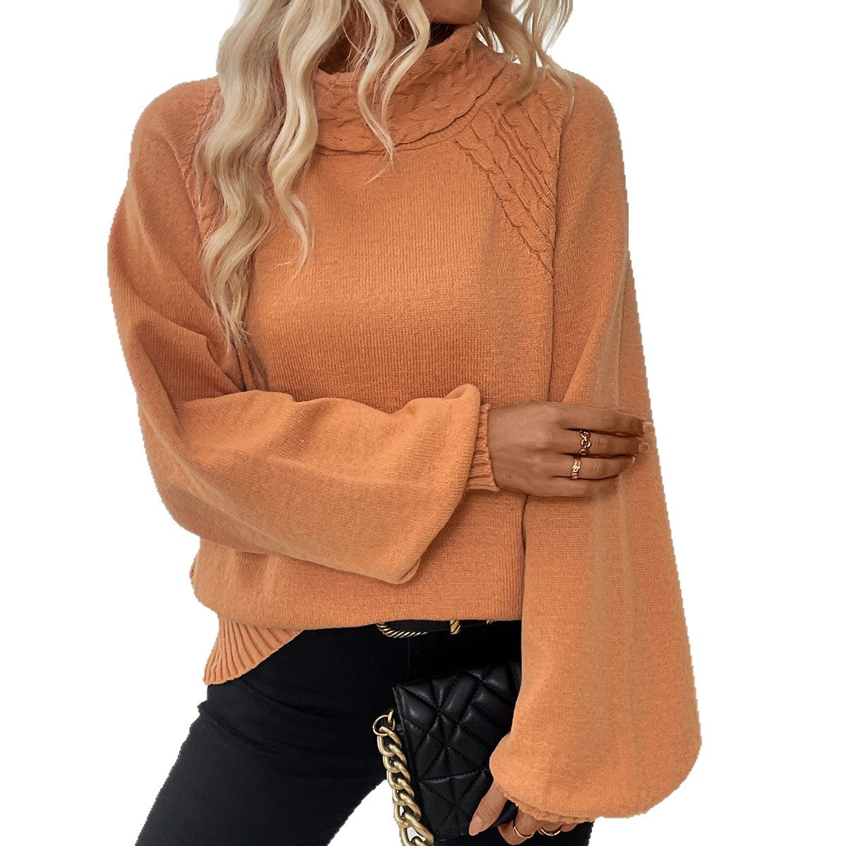 Womens Fallwinter Straight-neck Turtleneck Sweater
