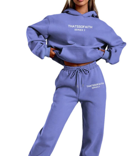 Women's Letter Print Hoodie & Trousers Set