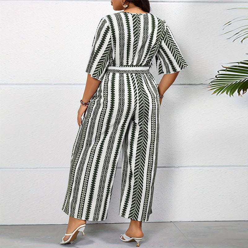Women's Floral Short-Sleeve Wide-Leg Romper
