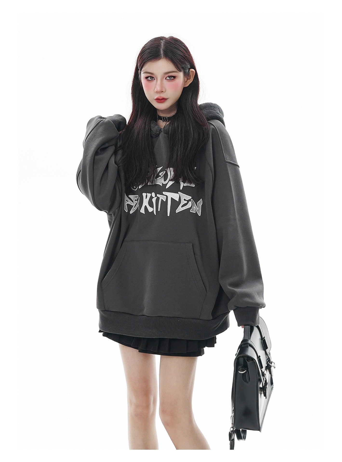Plush Contrast Thermal Hooded Sweatshirt