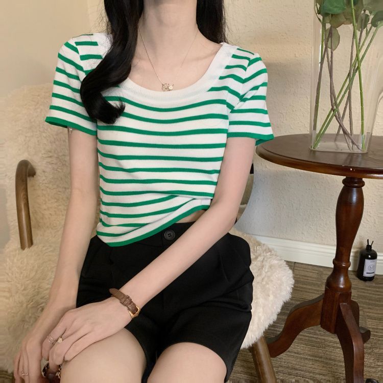 Casual Slim-Fit Striped Short-Sleeve Tee