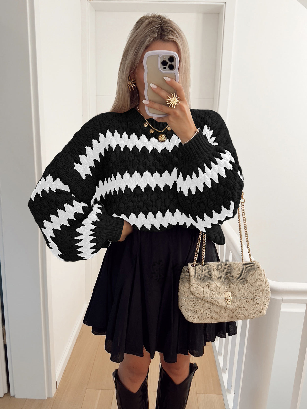 Women's Knitted Pullover Striped Loose Sweater
