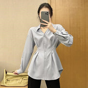 Designer-style Fitted Minimalist White Womens Blouse