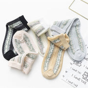Ultra-Thin Floral Silk Socks for Women