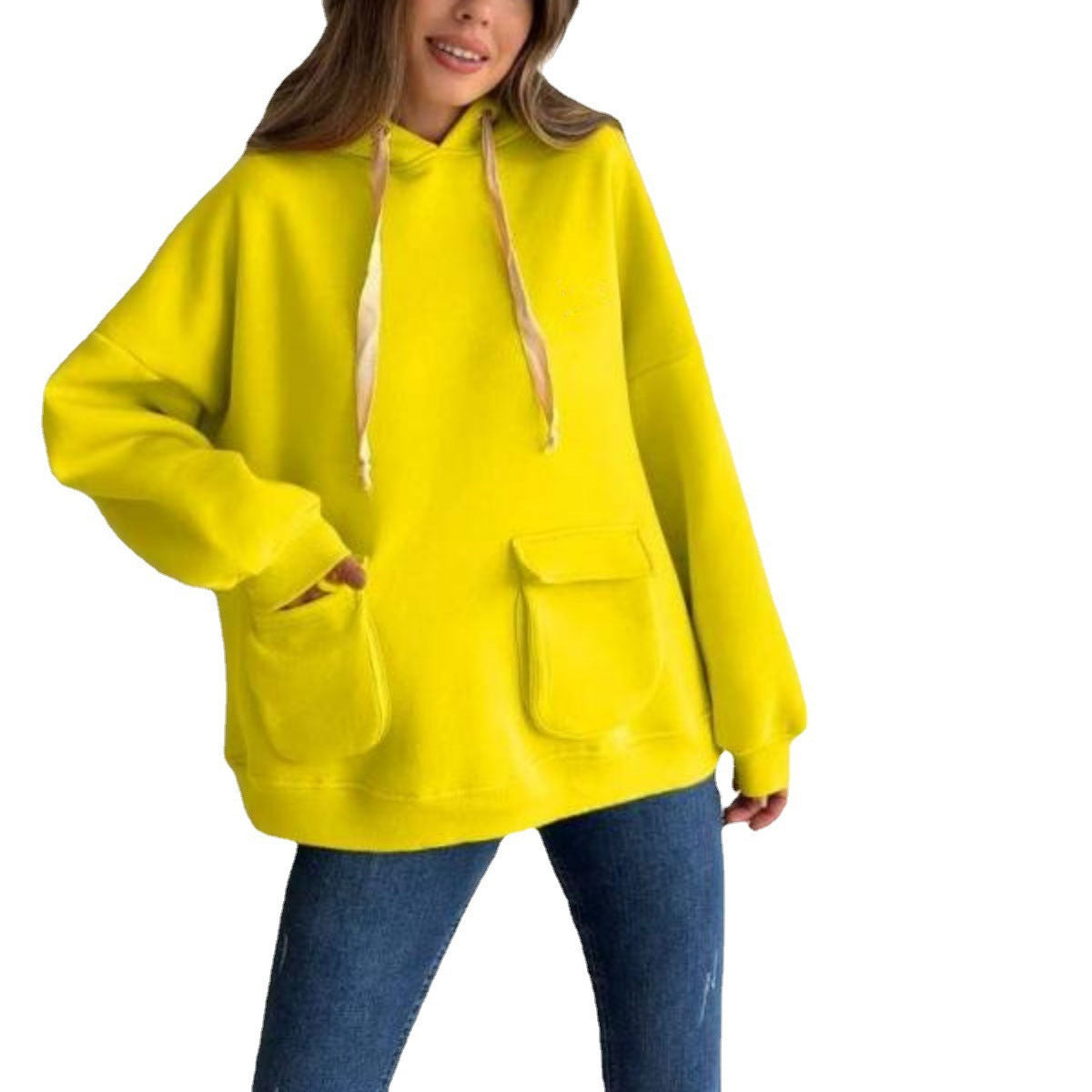 Cozy Fleece Pocket Pullover Hoodie for Women