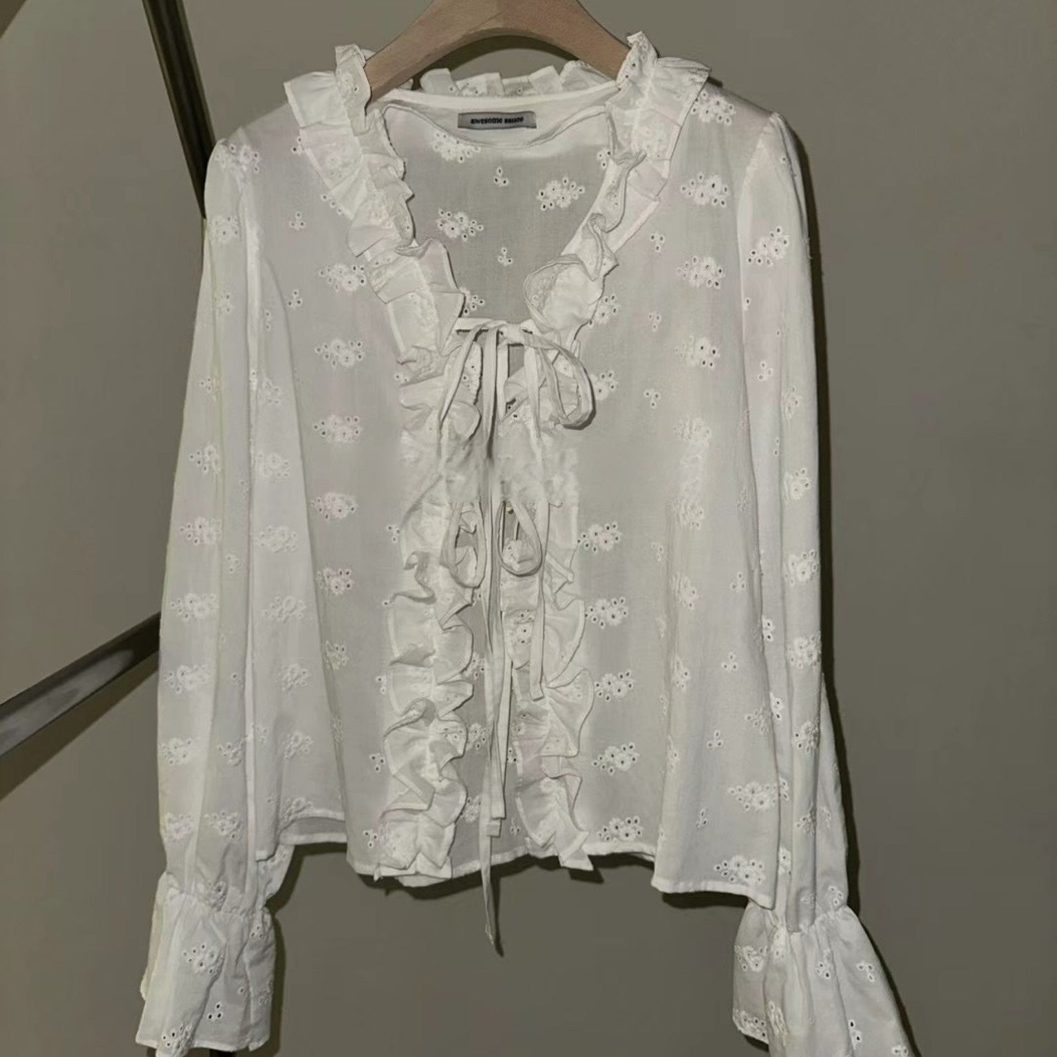 Lace Design Lace-up Shirt Top