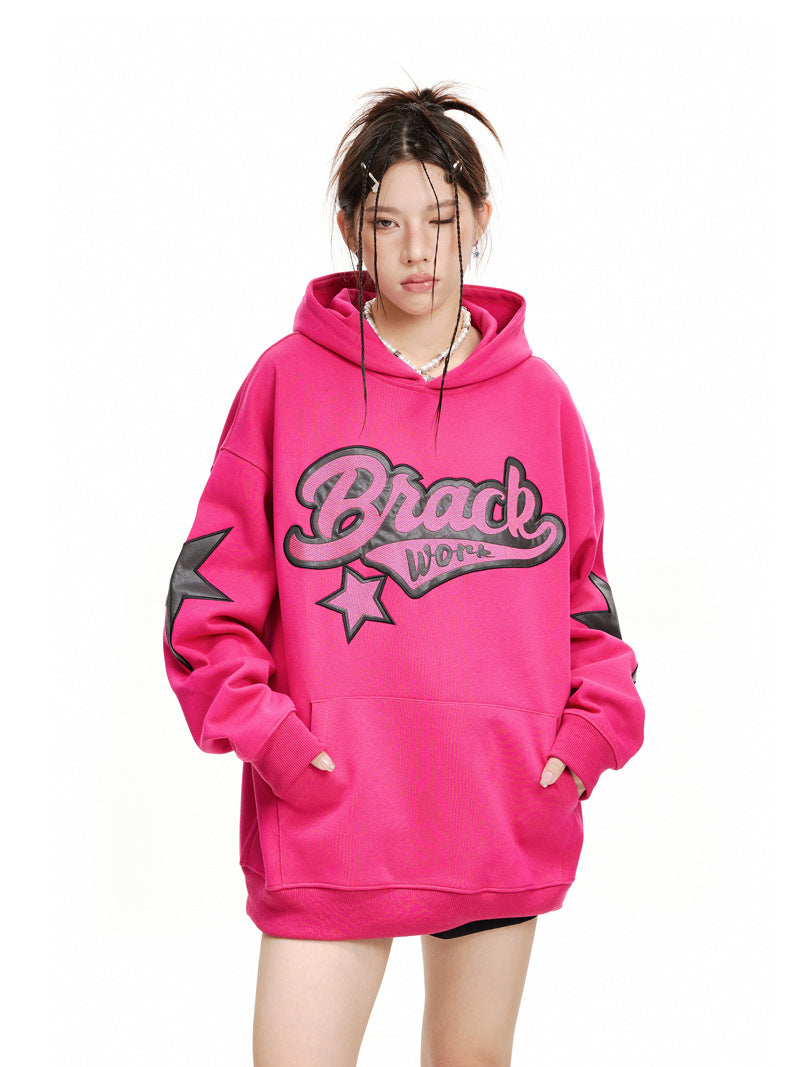Alphabet Embroidery Cozy Hooded Sweatshirt