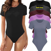 Women's Casual Stretch Crew Neck Basic One-Piece Bodysuit