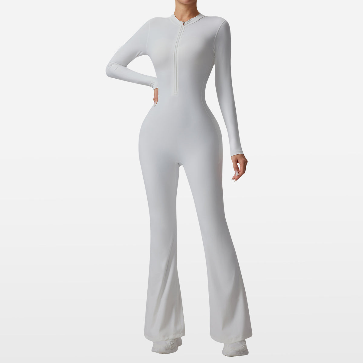 Slim-Fit Zip Long-Sleeve Yoga Jumpsuit