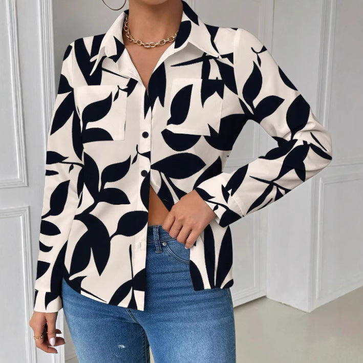 Women's Printed Casual Long-Sleeve Shirt