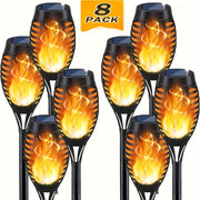 16-Piece Solar Torch Light Set with Smart Light Control and Flashing Flames