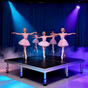 Portable 4' x 4' Folding Stage Platform with Height‑Adjustable Riser (24–42 in) – Supports up to 1700 lb