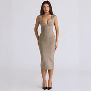 Elegant Split Elastic Band Womens Dress