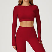Nude Feel Tight Long Sleeve Sports Round Neck Yoga Long Sleeve Top