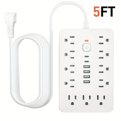 17-in-1 surge protector power strip with 11 AC outlets and 6 USB ports