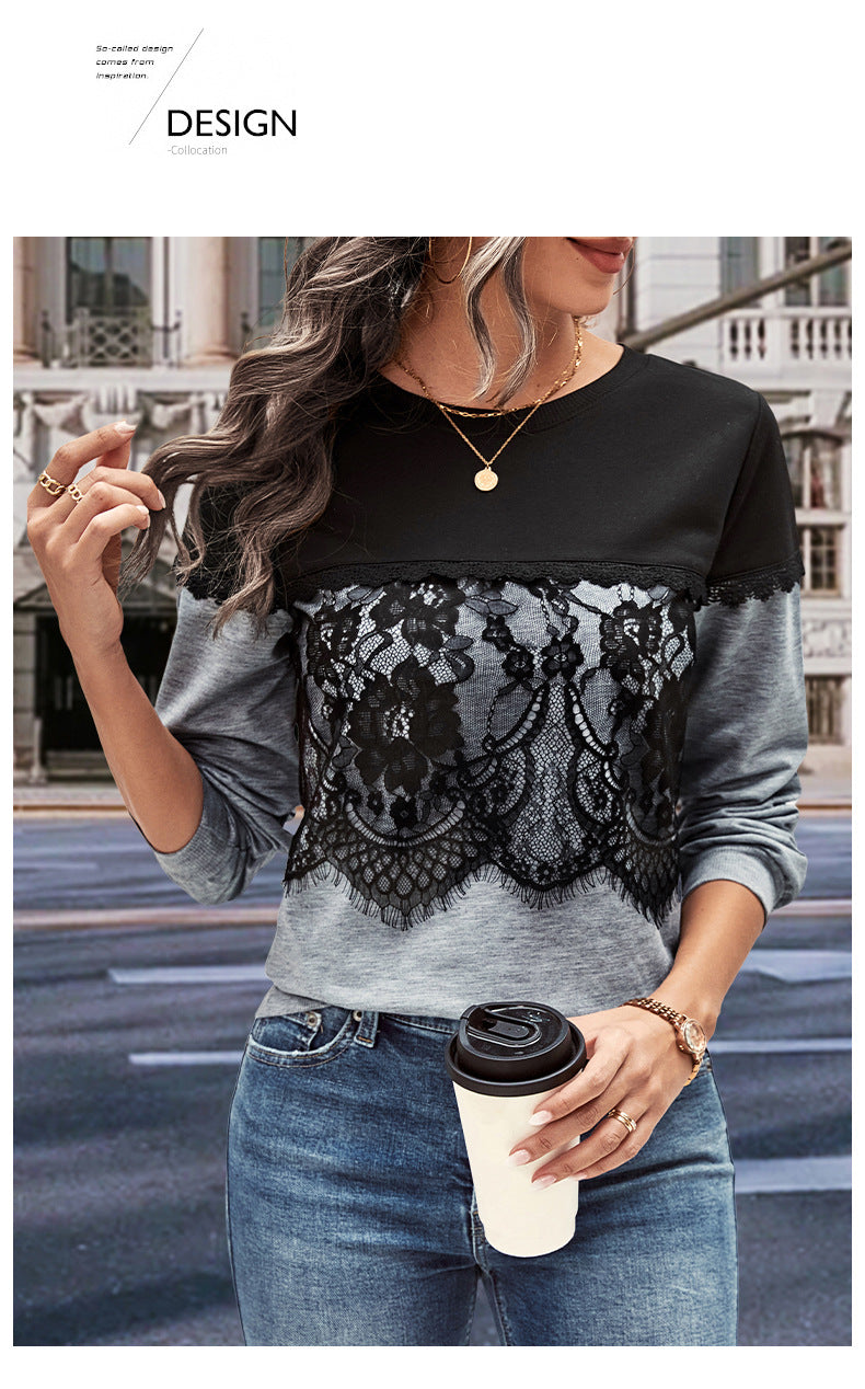 Chic Color-Block Long-Sleeve Sweater for Fall