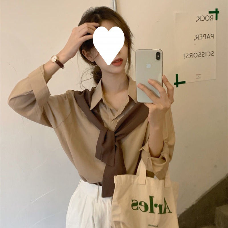 Chic Women's Layered Chiffon Long-Sleeve Shawl Shirt