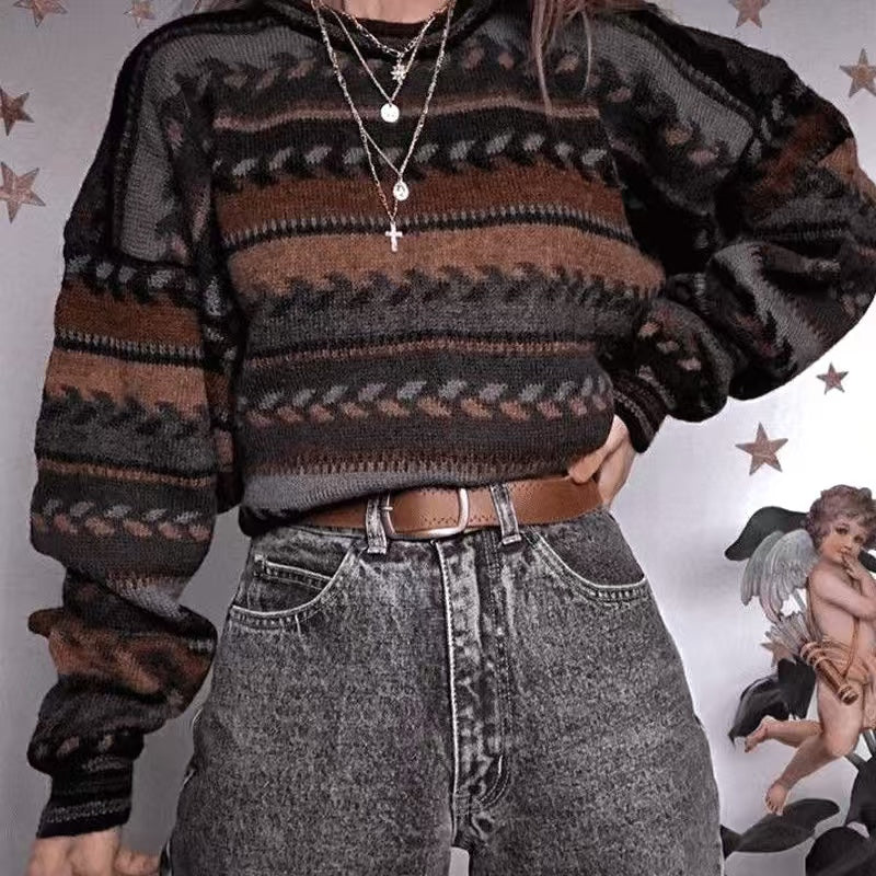 Womens Chunky-knit Crew-neck Sweater