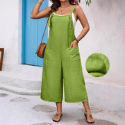 Women's Plus Size Sleeveless Pocket Wide-Leg Jumpsuit