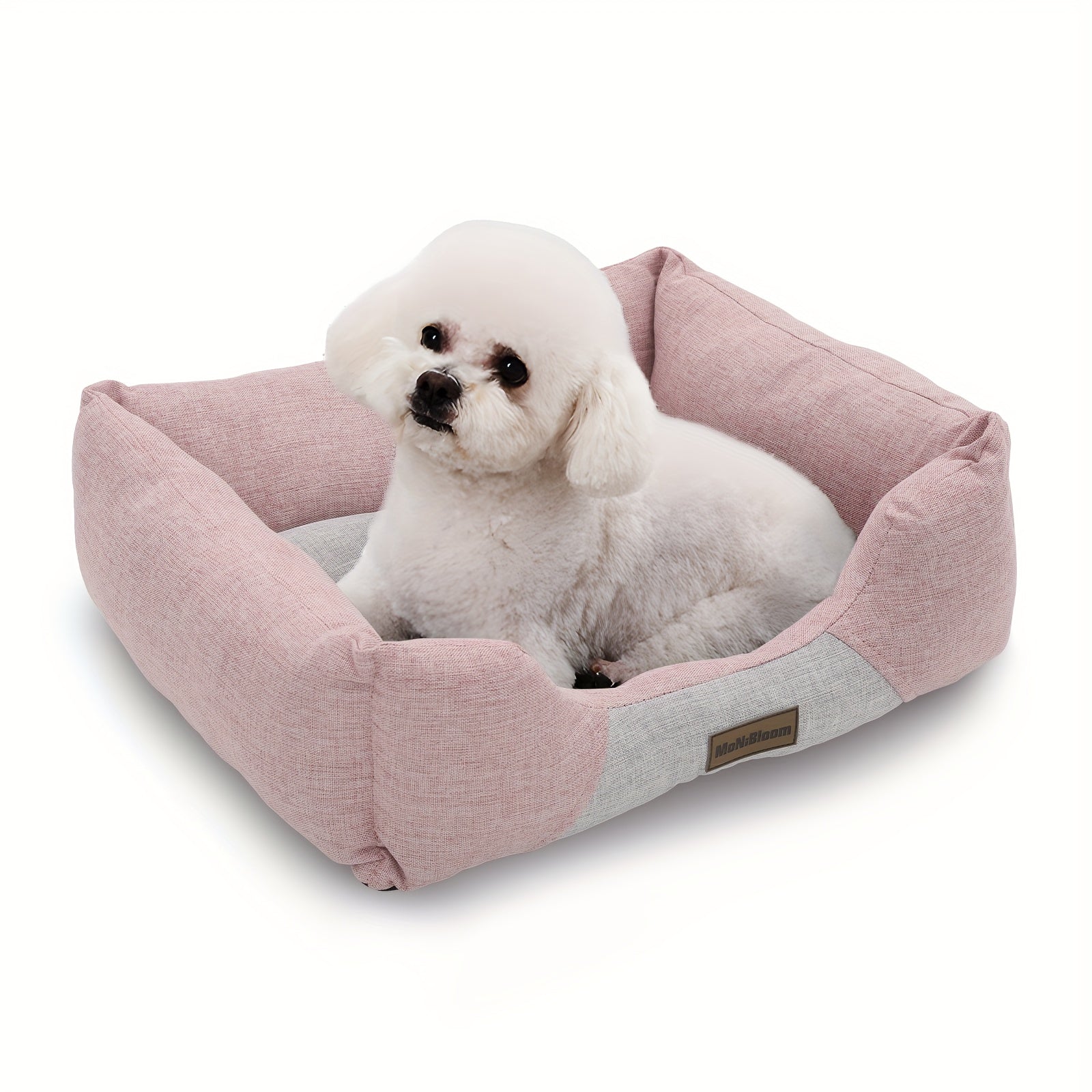 Cozy Linen-Like Pet Bed For Small Dogs & Cats - Machine Washable, Soft Rectangular Dog Mat 20"X17"X6.5, Monibloom