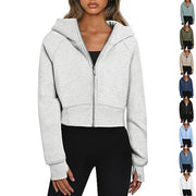 Cozy Fleece Zip-Up Hooded Sweatshirt for Women